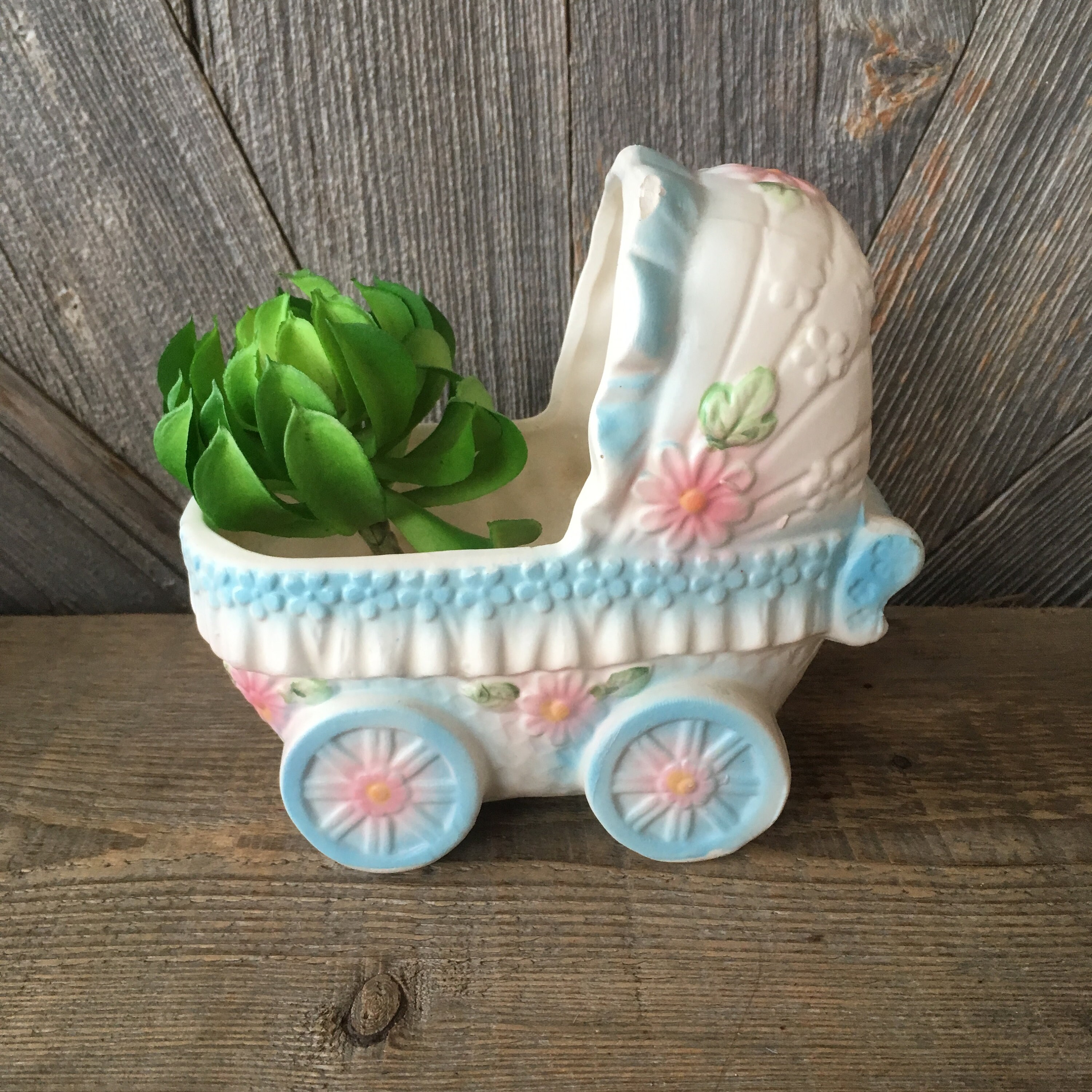 Vintage Ceramic Baby Planter Cute Ceramic Baby Pink Blue Etsy