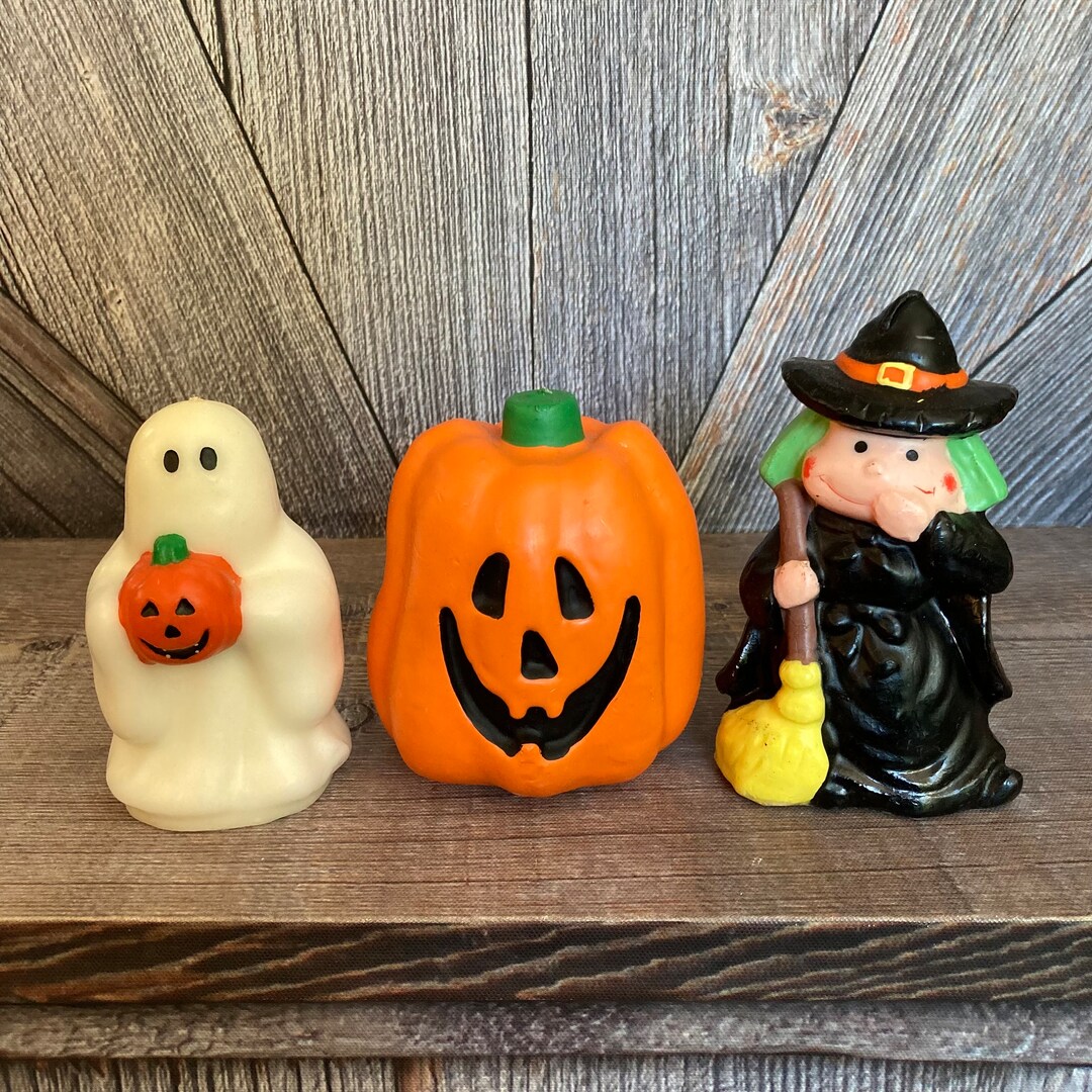 Vintage Halloween Candle Witch Pumpkin Jack O Lantern Ghost Pick 1 Wax ...