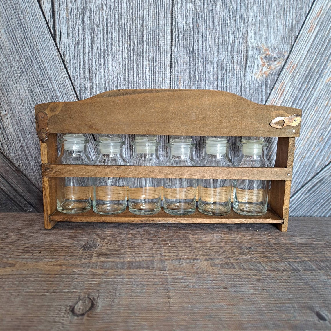 Vintage Wooden Spice Rack With Glass Jars Complete vintage Etsy