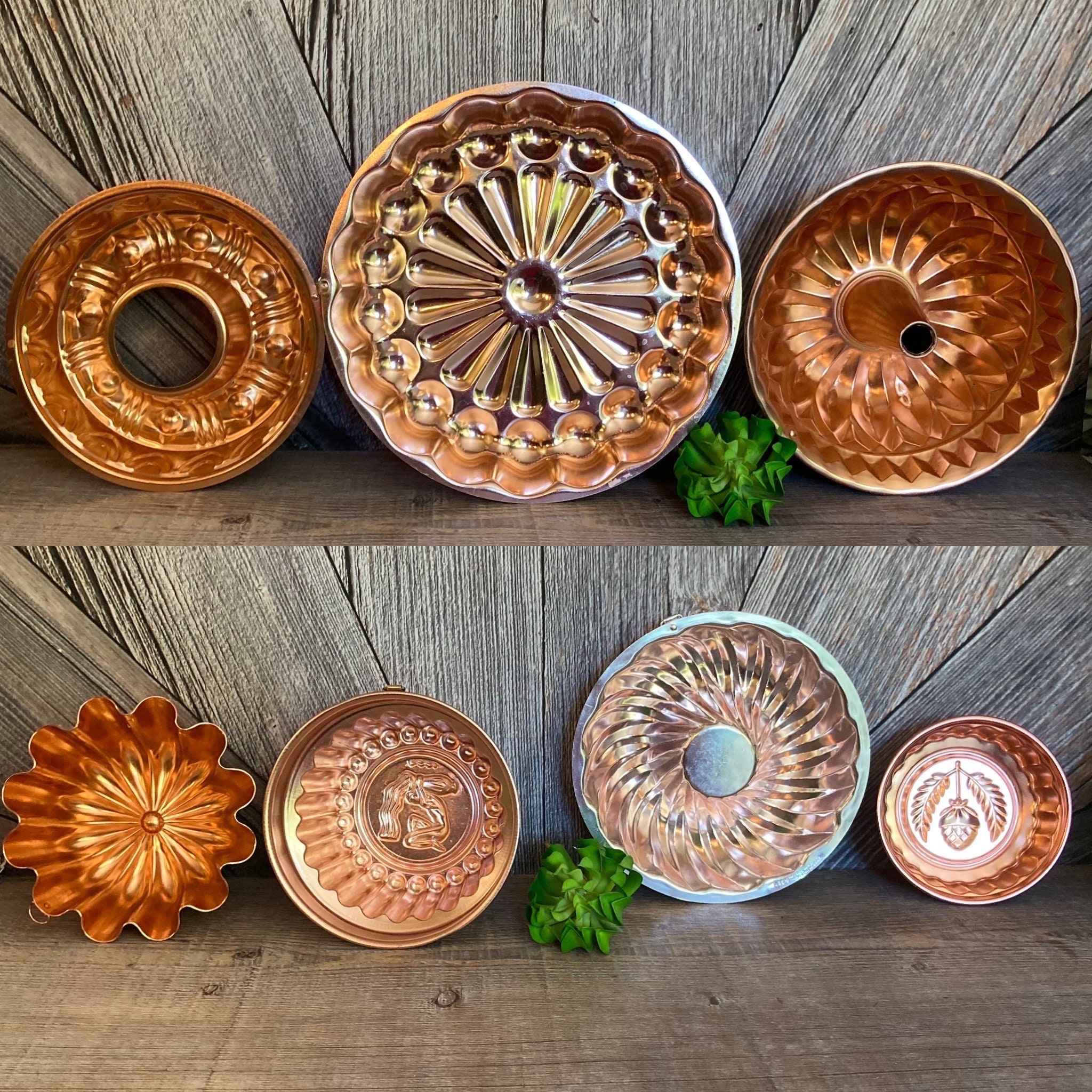 Vintage Jello Molds Copper Color Metal Farmhouse Decor Wall