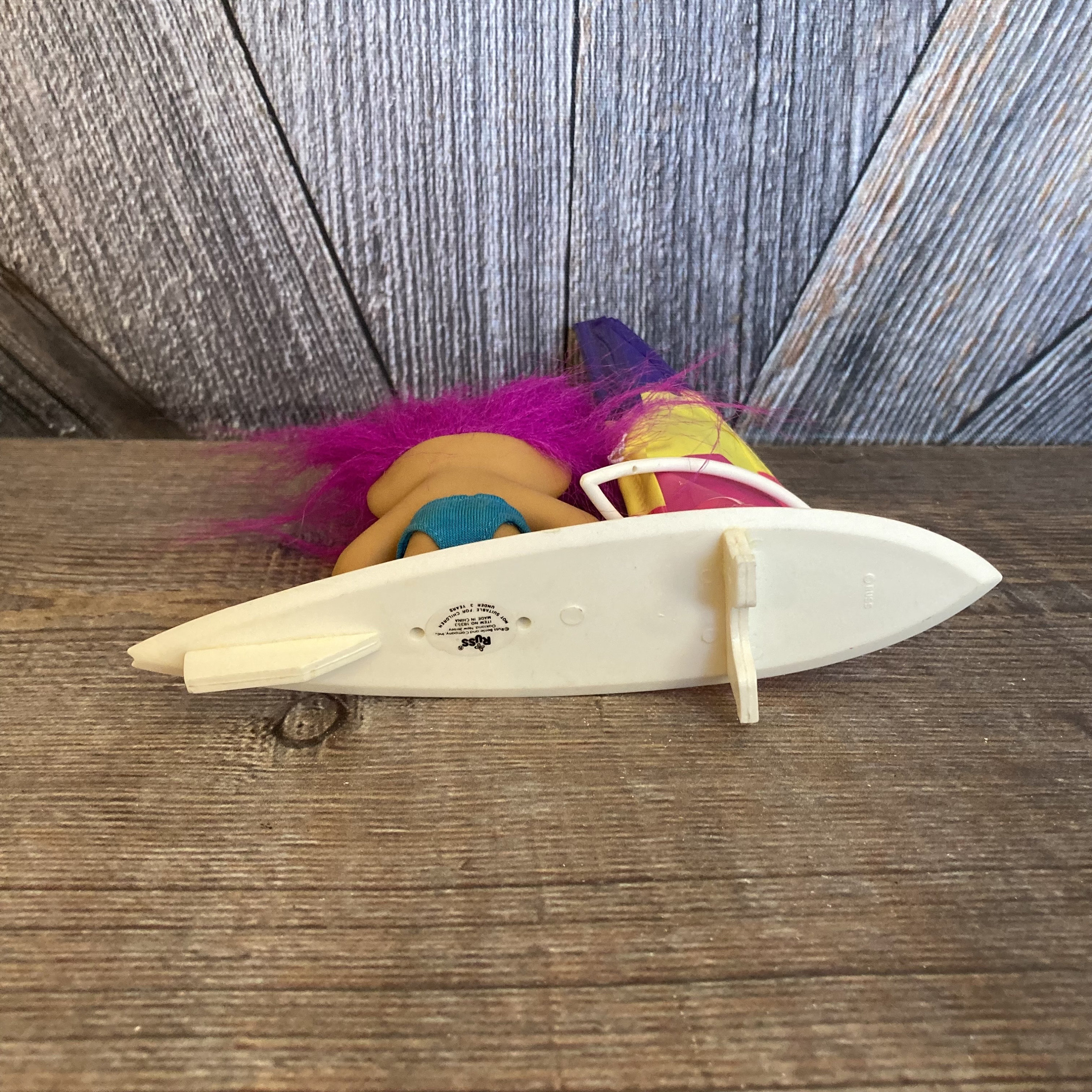 Vintage Surfer Troll Doll {surf Board Swimmer Troll With Pink Hair