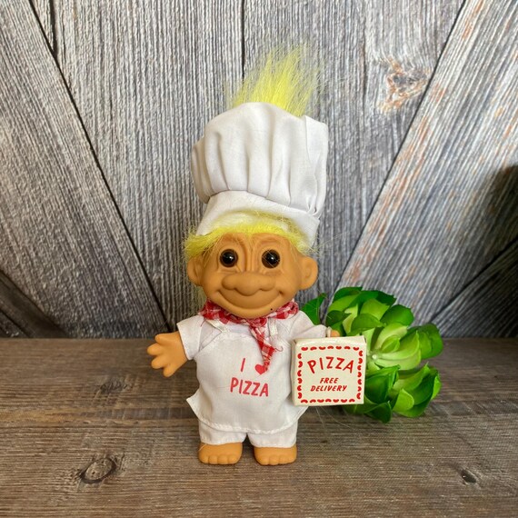 Vintage Troll Doll {pizza Delivery Troll Crazy Hair Chef Hat} Russ