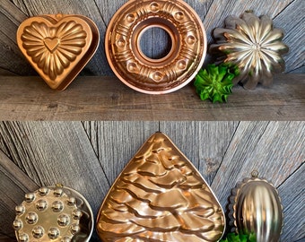 Vintage Jello Molds Copper Metal Farmhouse Decor Wall Hanging