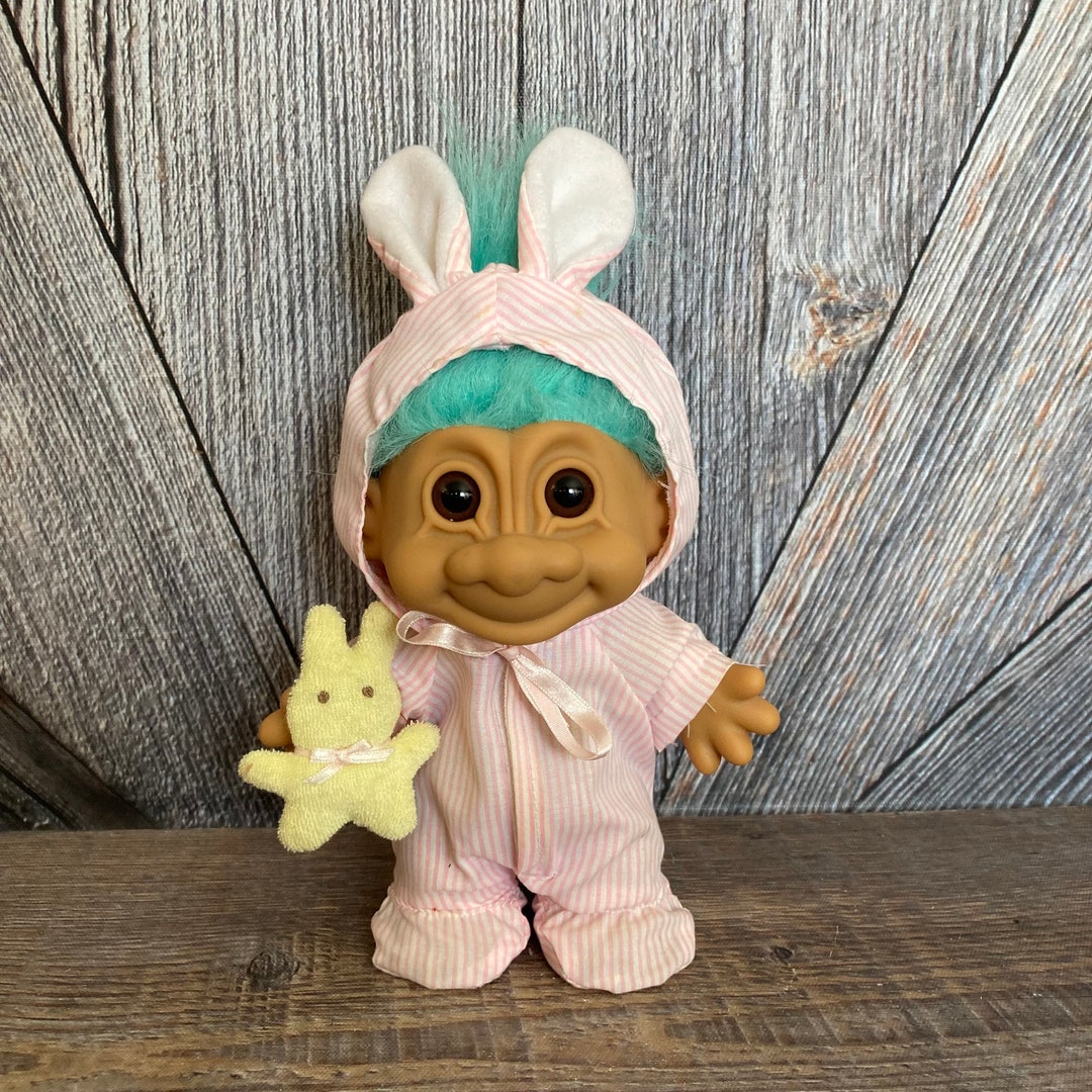 Vintage Easter Bunny Troll Doll {pastel Rabbit Troll With Blue Hair ...