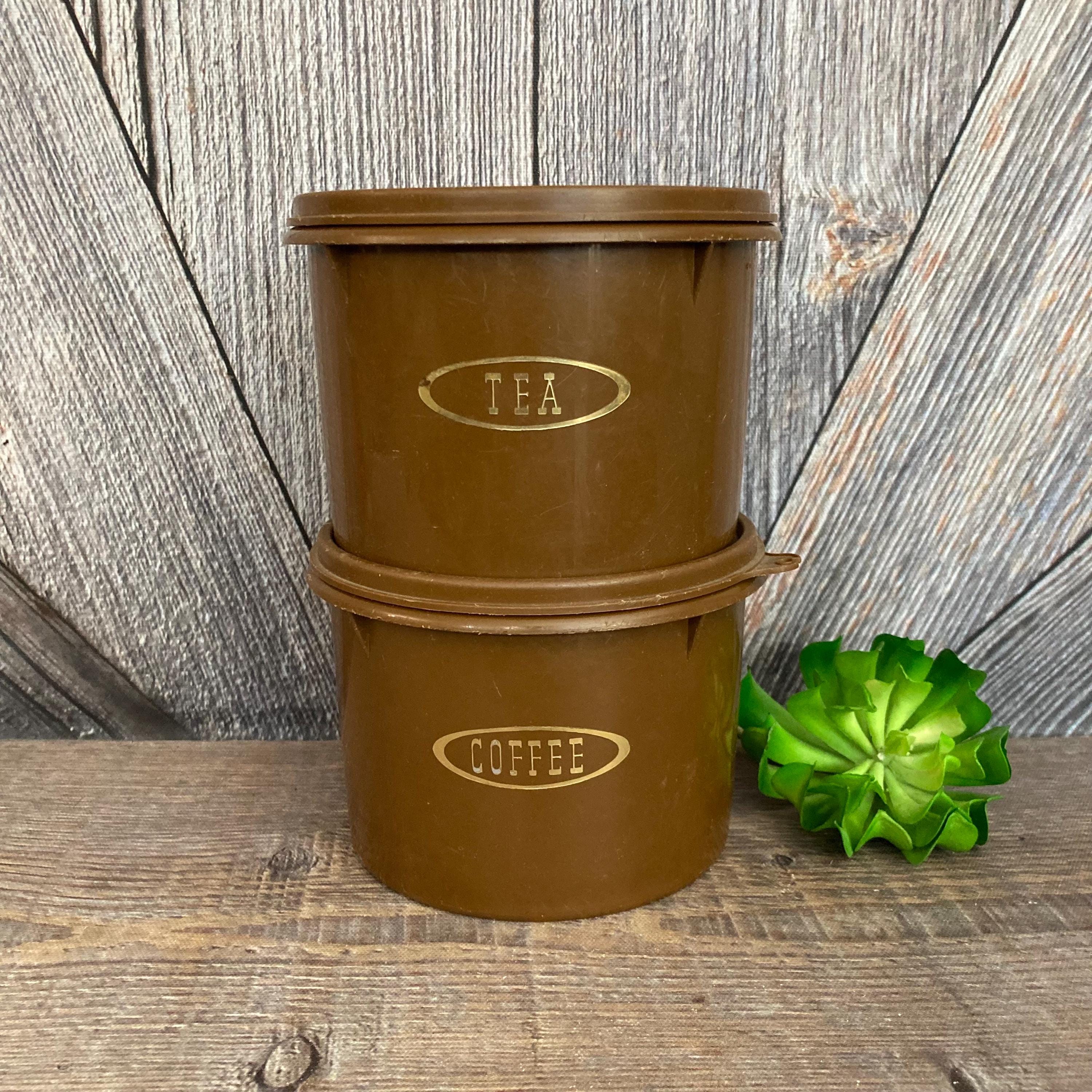 Vintage Tupperware Canister Set Coffee Tea Brown Plastic 2 Vintage