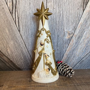 Vintage Christmas Nativity 1 piece Resin Nativity Scene Ornament Modern Ceramic Vintage Christmas Shelf Decoration Holiday Jesus Mary Gift