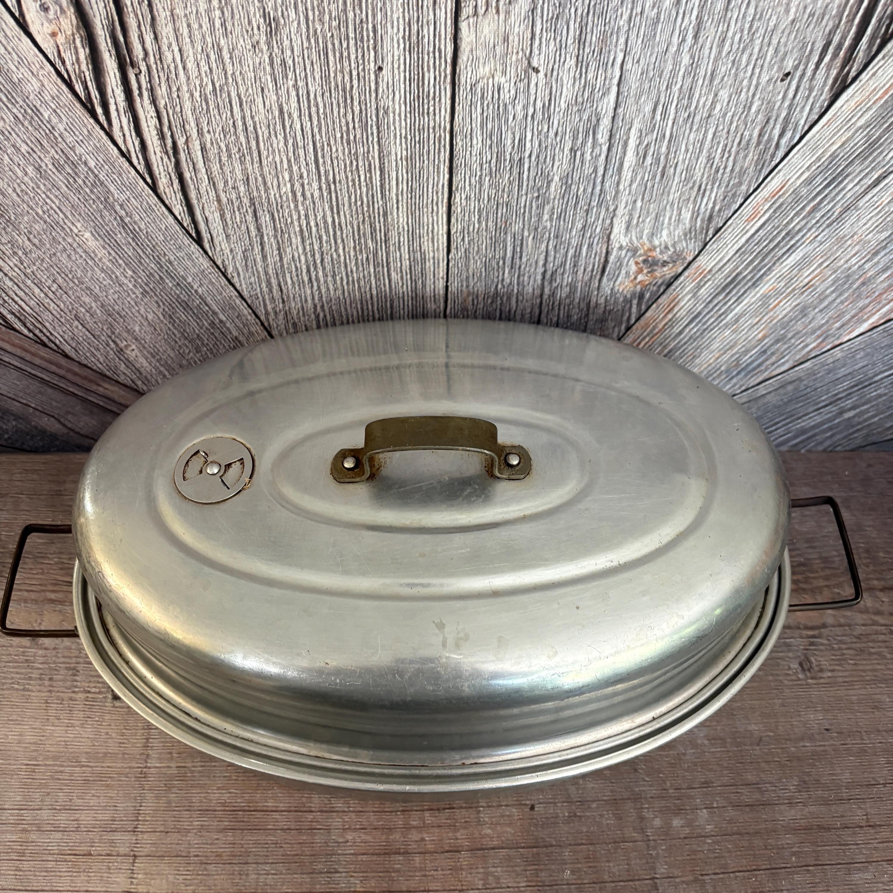 Vintage Metal Roaster, Turkey, Beef or Pork Roast, Mirro 877 3