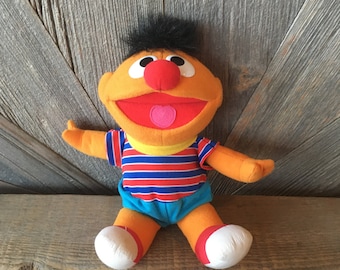 Vintage Tickle Me Ernie Giggles {Stuffed Laughing Sesame Street Battery Plush Toys Tyco 1995} Red Stuffed Animal 90s Toy Nursery Baby Shower