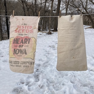 Vintage Heart of Iowa Eagle Grove Iowa Sack Cotton Muslin Sack Pick 1 Printed on One side 40s 50s unprinted seed corn sack flour sack cloth