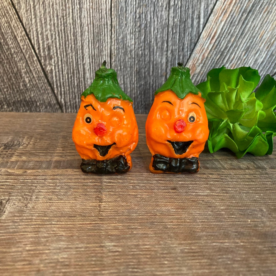 Vintage Halloween Candle Pumpkin Jack O Lantern {wax Decorative ...