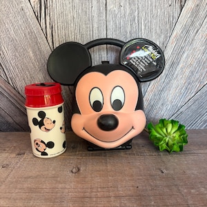 Mickey Mouse Head Lunch Box {Vintage Walt Disney Mickey Lunch Kit Aladdin Plastic Lunch Box Thermos} Disney Mickey Mouse Lunch Pail