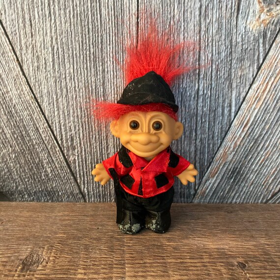 Russ Berrie Lucky LIFEGUARD Troll Doll With Pink Hair - Vintage Collectible