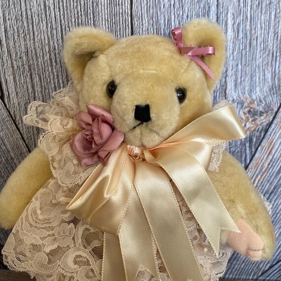 Vintage Teddy Bear Plush Girly Girl Lace Collectable Plush Bear