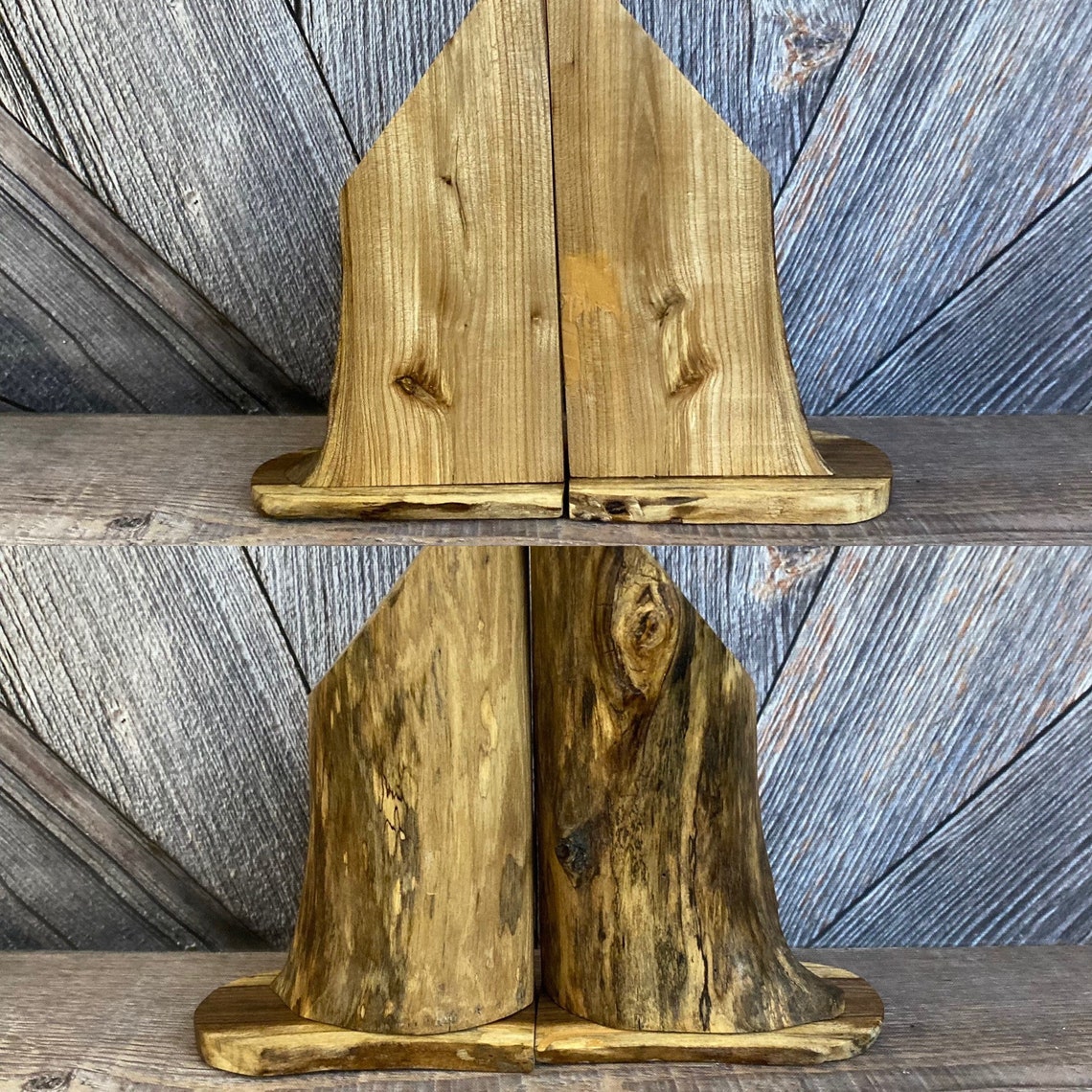 Handmade Raw Wood Bookends Live Edge Solid Wood Log Bookends Tree Stump ...