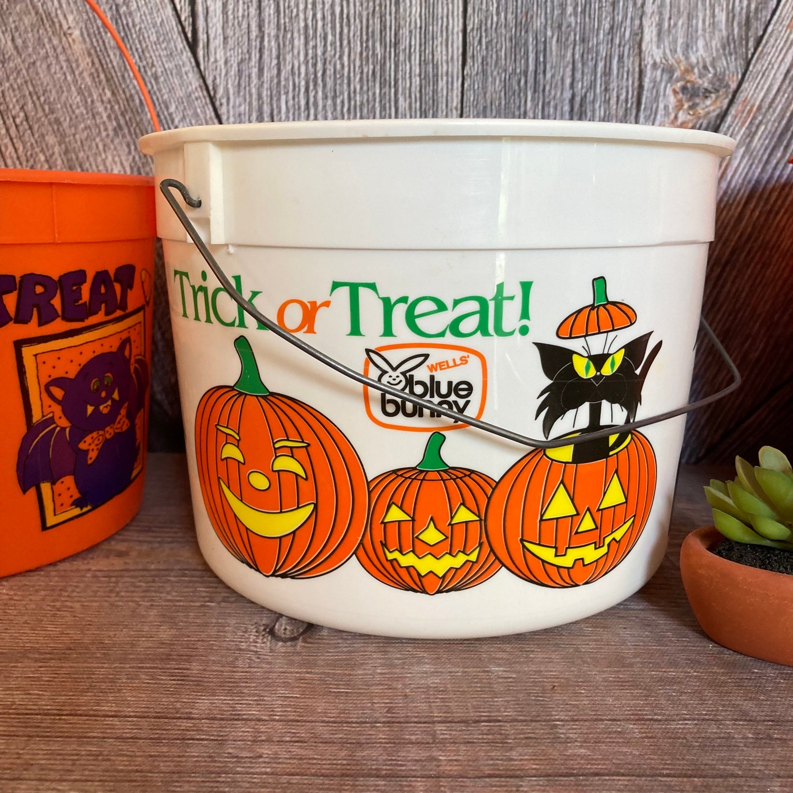 3 Vintage Halloween Bucket Trickortreat Bucket Basket Ice Etsy