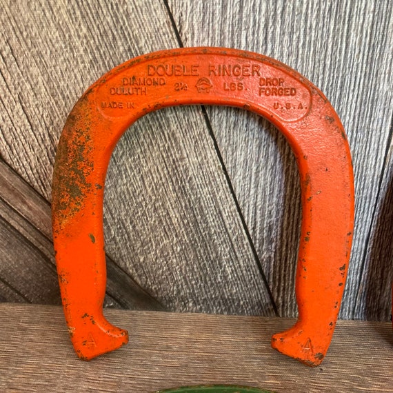 Vintage Double Ringer Horseshoe Pitching, 4 Horse Shoes Lawn Game, 2.5 Lbs.  Yard Game, 2 Pairs Horseshoes, Double Ringer Duluth, Horseshoe 