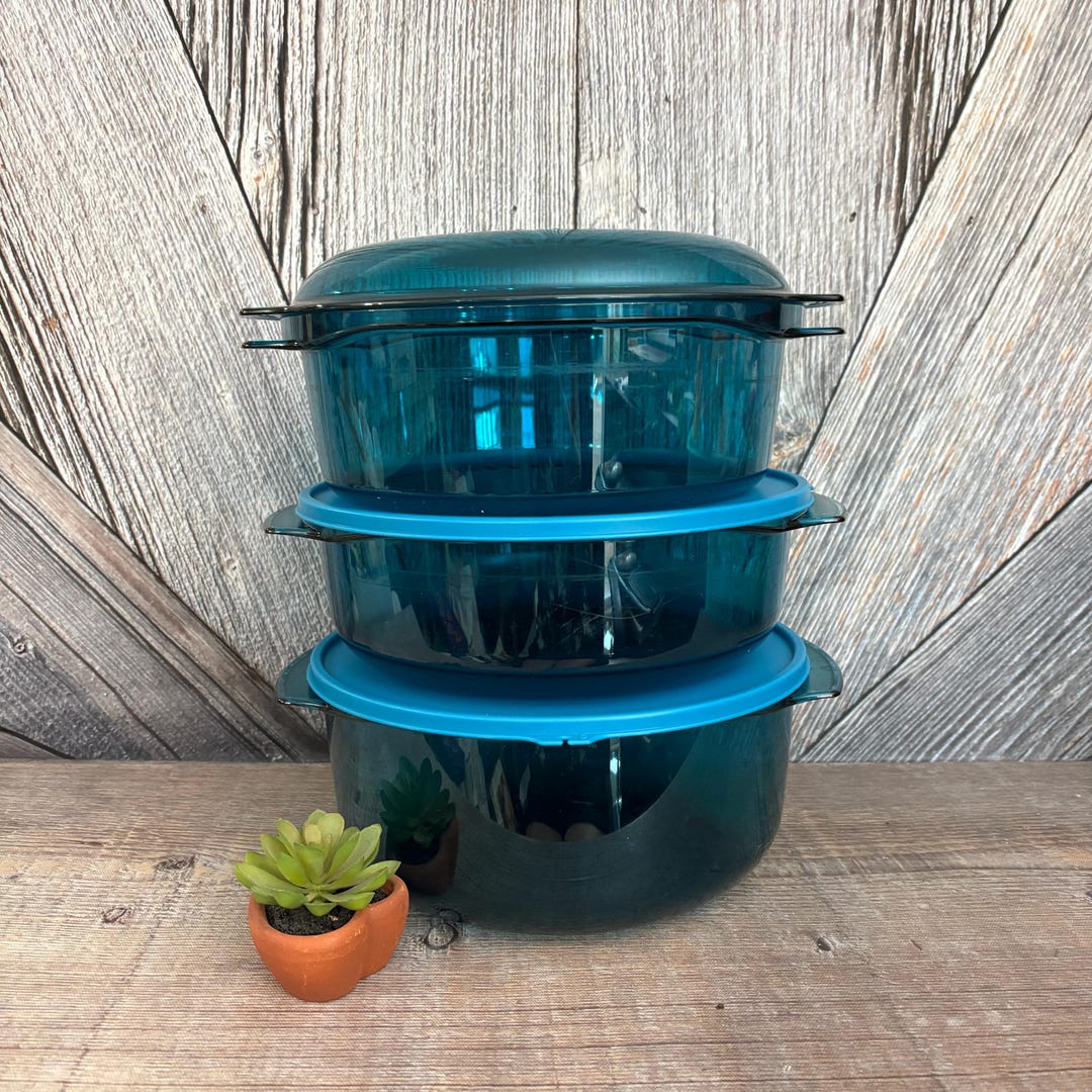 Vintage Tupperware 6 Piece Microwave Stack Cooker Ovenware Casserole ...
