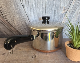 Vintage Revere Ware 3 Quart Saucepan with Lid, 7.25x4.75" Patent Processing Riverside CA, Pots Pans  Safe Cooking Vintage Kitchen