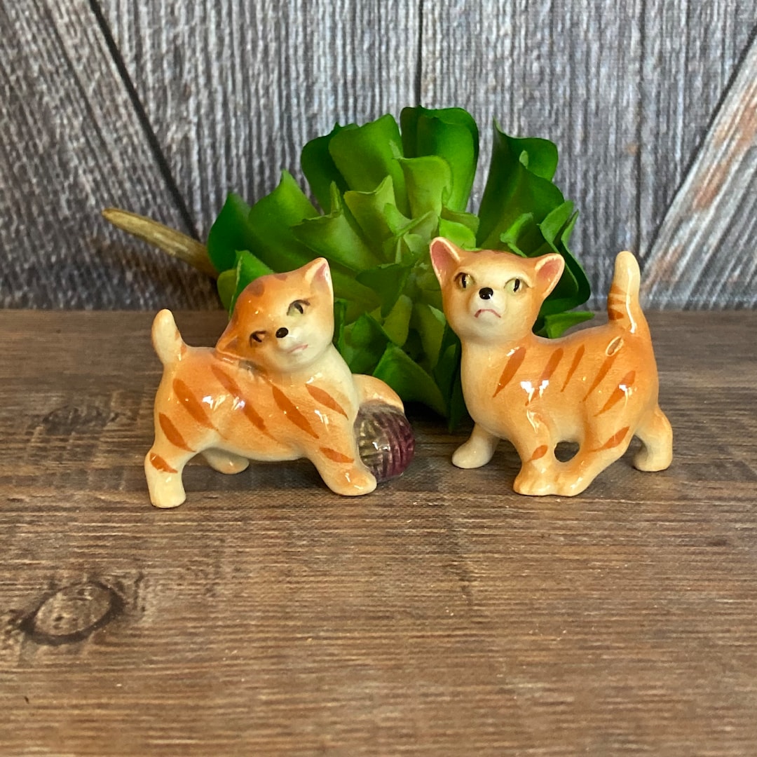 2 Vintage Cat Figurines Made in Japan Miniature 2.5 Inch Small Etsy