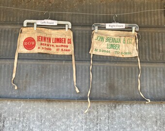 FREE SHIP Vintage cloth nail pouch lumber yard advertising, Pick 1 Berwyn Lumber Company or John Brennan Lumber Company Art supply Berwyn Il