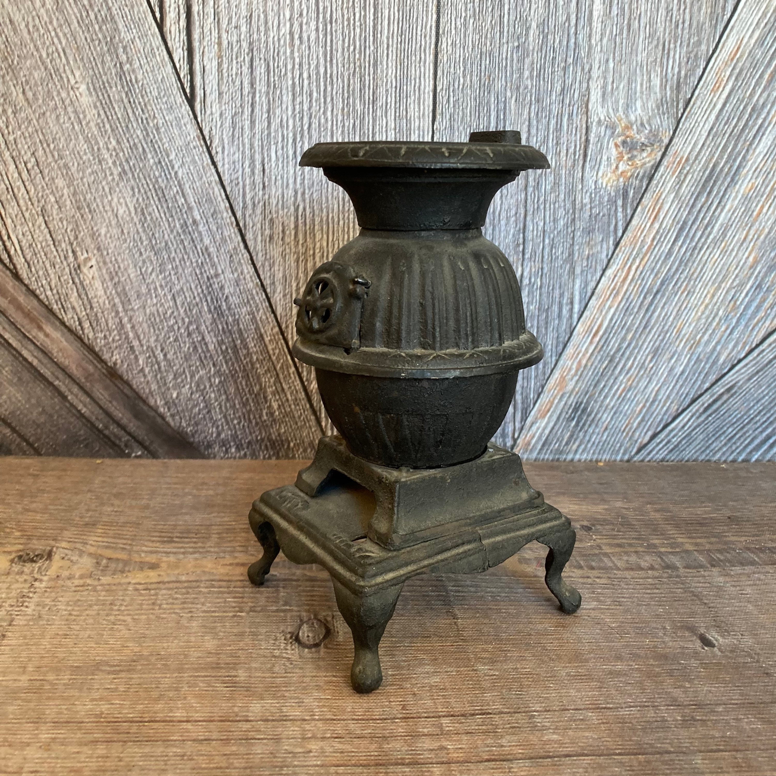 Vintage Miniature Cast Iron Stove Oven Pot Belly Blaze - Etsy
