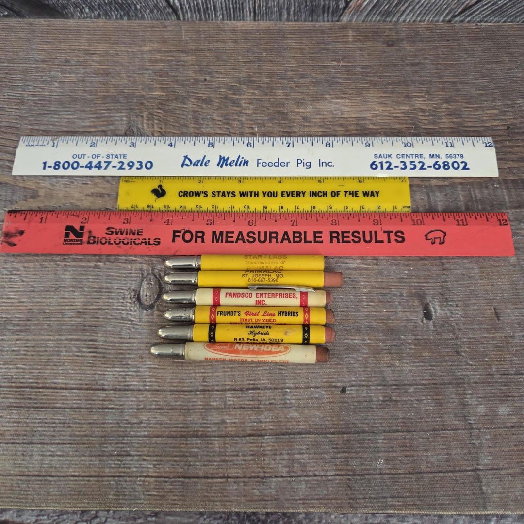 Vintage Agriculture Advertisement Bullet Pencils and Rulers, Iowa ...