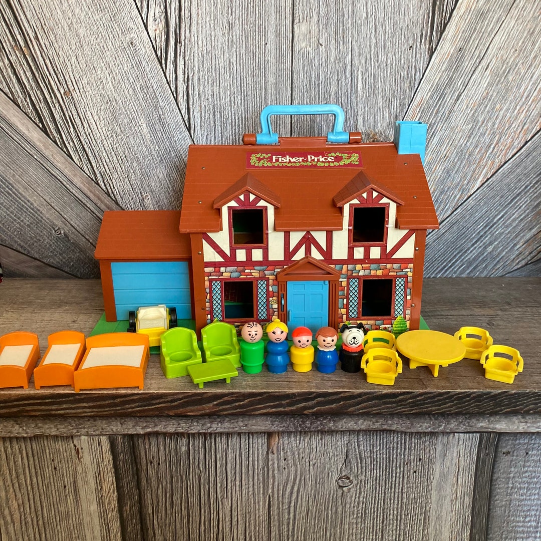 Vintage Fisher Price Little People House play Family House Complete ...