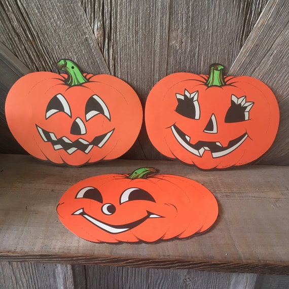 Three Vintage Halloween Pumpkin Paper Decorations Beistle Etsy