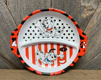 Vintage 101 Dalmatians Plate {Vintage Disney Melmac Plastic Bowl} Kids Eating Dish Plate Zak Designs 90s Puppy Dog Dalmation Baby Plate Dish