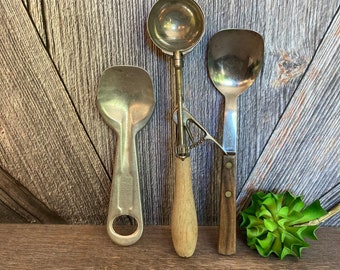 Vintage Ice Cream Scoop Metal Ice Cream Spoon Scooper Dipper Farmhouse  Kitchen Wedding Gift Kitchen Gadget Aluminum Ice Cream Scoop Pick 1 