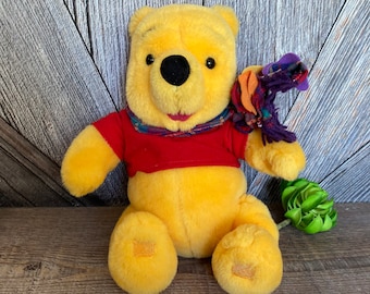 Vintage Winnie the Pooh Stuffed Pooh Toy Walt Disney 13 Inches Nursery Kids Room Decor Plush Stuffed Animal Teddy Bear Toy Fall Scarf