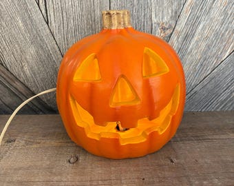 Vintage Halloween Pumpkin Basketball Light Plastic Blow Mold Trick or ...