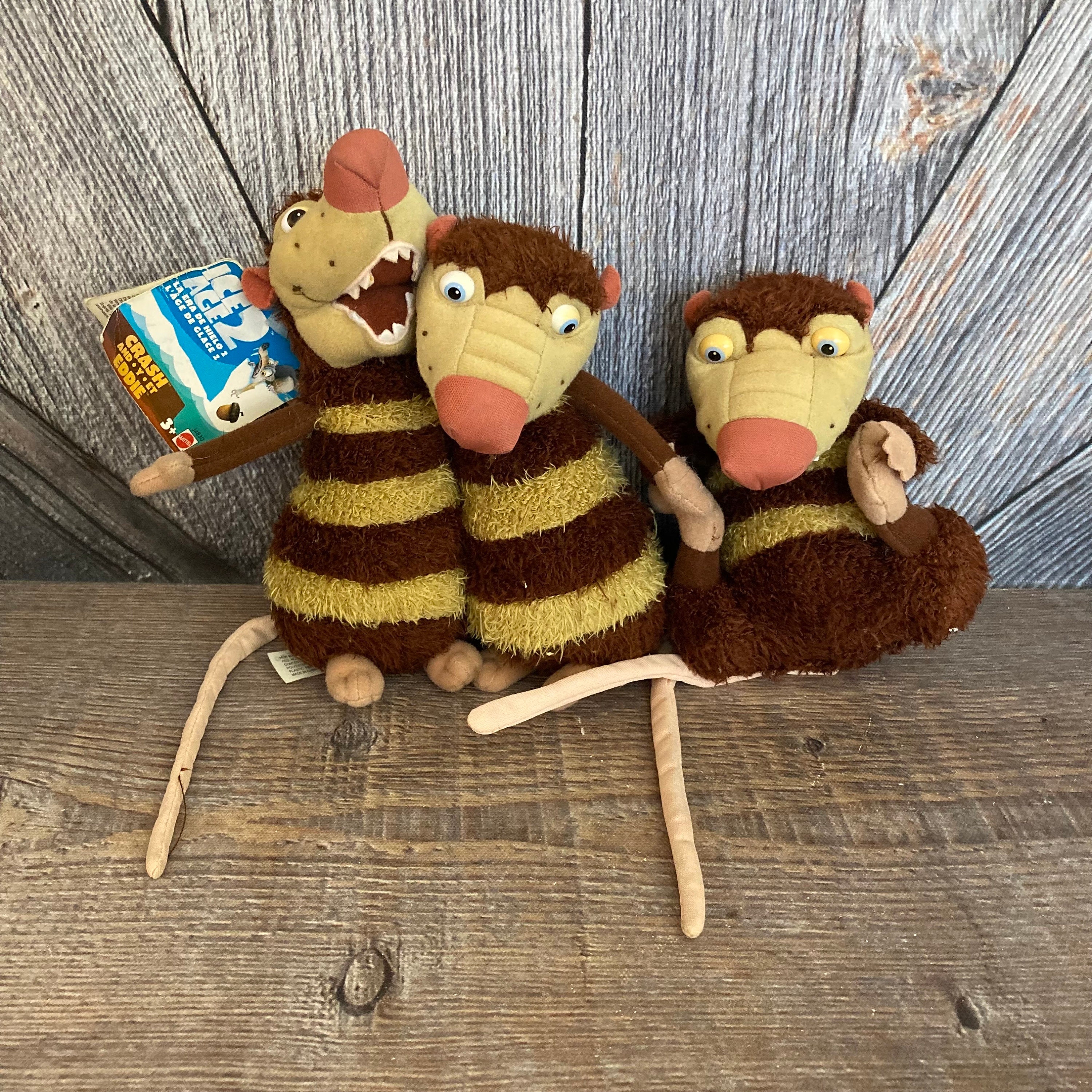 Vintage Ice Age Plush Toys Bean Baby Crash and Eddie Inch