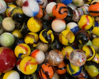 50 Vintage Glass Marbles DIY Vintage Decor Crafting Cats Eye Small Glass Marbles Multicolored Marbles Game Trading Blown Glass Swirl Balls