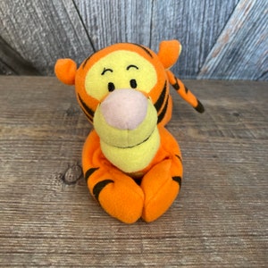 Vintage Tigger Plush Toy Bean Baby Tigger Winnie the Pooh Walt Disney Mattel 7 Inch Nursery Decor Plush Stuffed Animal DISNEY Tigger Tiger