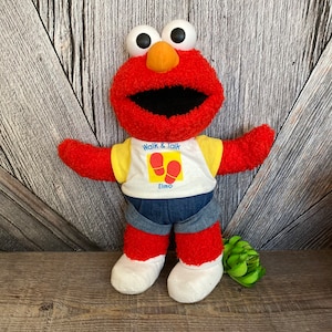 Elmo Plush Toy Doll {Stuffed Sesame Street Plush Toys Tyco 1997 Walk and Talk Elmo} Red Stuffed Animal Nursery Baby Shower Muppet Puppet