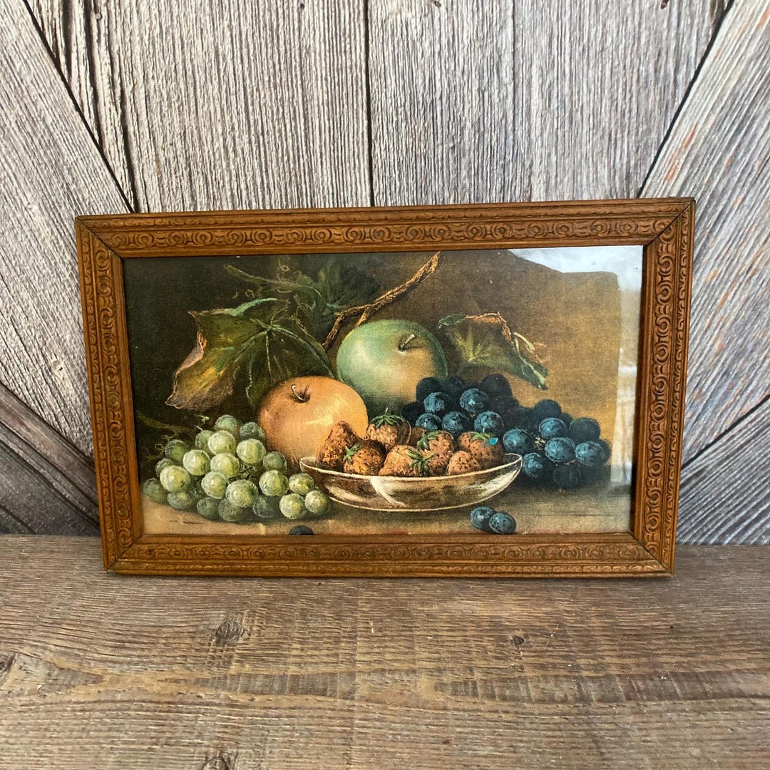 Vintage Still Life Picture Framed Print Fruit and Tea Pot Framed Gift ...