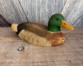 Vintage Duck Figurine, Resin Painted Realistic Bird Cabin Decor, Mallard Duck Lake House Decoration Gift for Dad Decoy