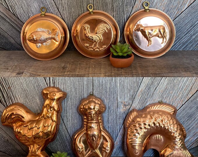 Vintage Jello Molds Copper Metal Farmhouse Decor Wall Hanging Decor