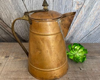 Copper Colored Coffee Pot, Kettle Tea Pot Tea Kettle Vintage Farmhouse Decor color Kitchen Decor Rustic Wedding Gift for Friend