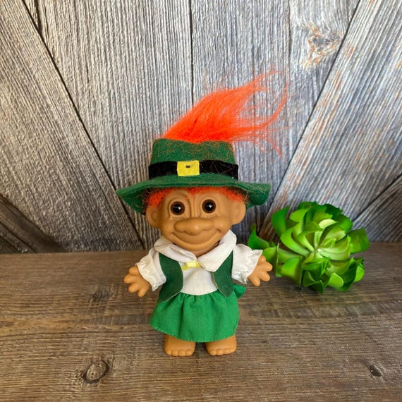 Vintage St.patrick's Day Troll Doll {leprechaun Irish Troll Girl