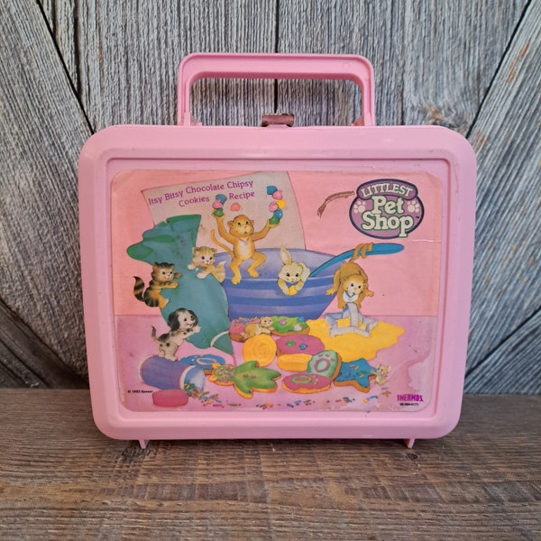 Vintage Littlest Pet Shop Lunch Box Lunch Bucket {Vintage 90's Pink Plastic Lunch Box} 1993 Kenner Movie Kid