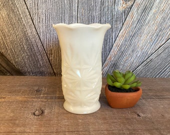 Vintage Vase Planter White Pot {Milk Glass Vase} Tall Flower Vase Kitchen Planter Pot Vase Greek Shape White Milk Glass Vase