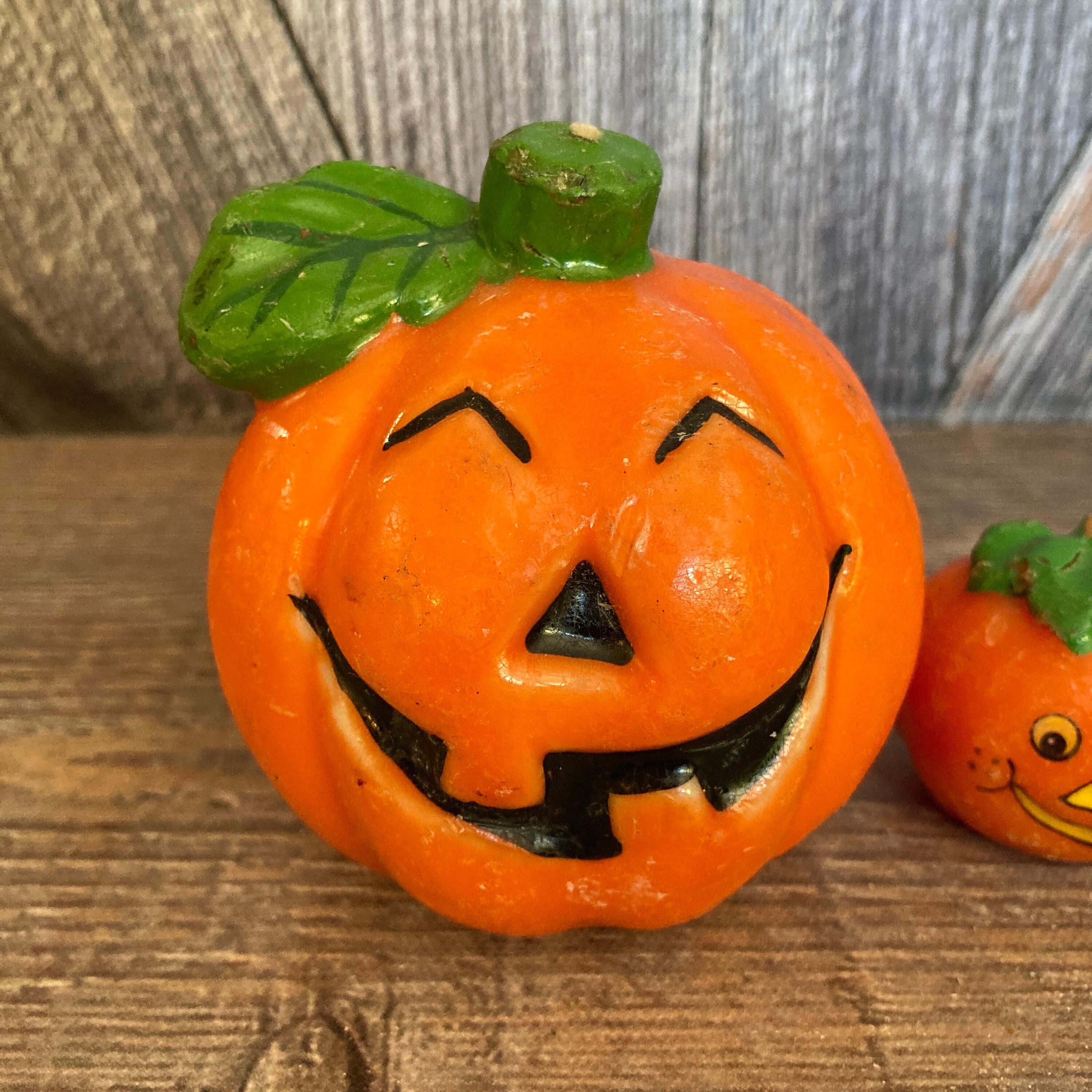 Vintage Halloween Candle Pumpkin Jack O Lantern {wax Decorative ...