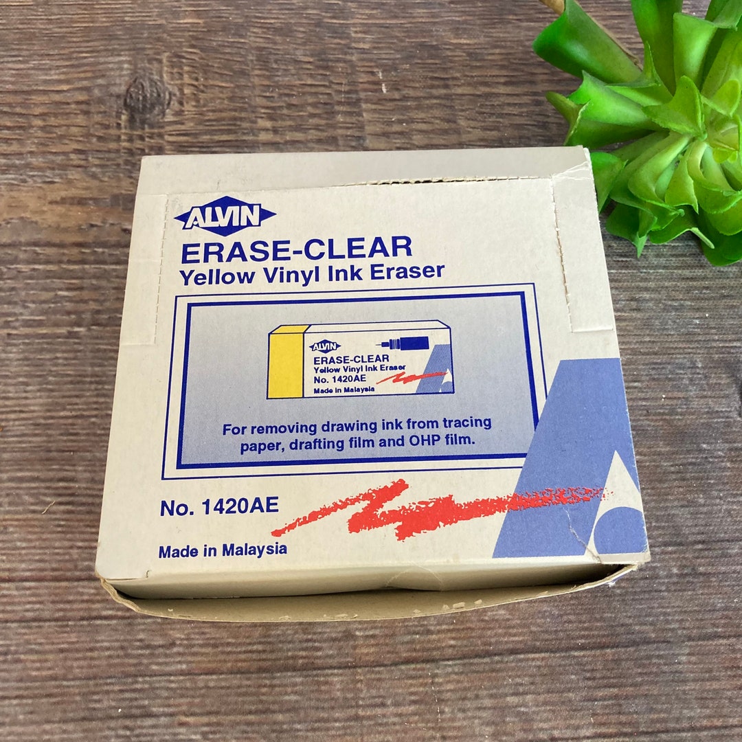 10 Vintage Alvin Erasers Erase Clear Yellow Vinyl Ink Eraser for