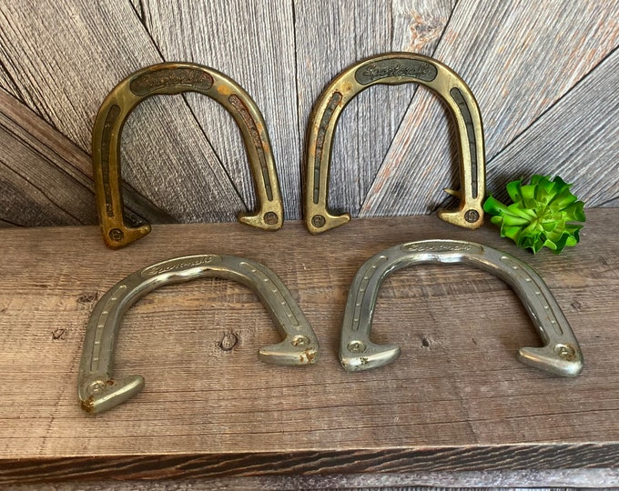 Vintage Horseshoe Pitching, 4 Horse Shoes Lawn Game, 2.35 Lbs 2 Pairs