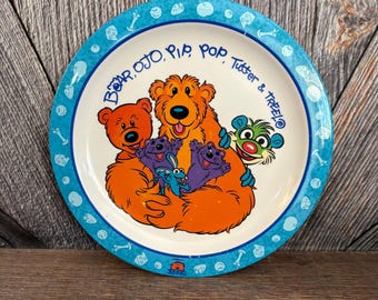 Vintage Bear in the Big Blue House Plate Melmac Plastic Kid Play Dishes Birthday Party Baby Plate Plate 90s Birthday Kid Plate Bear Ojo Pip