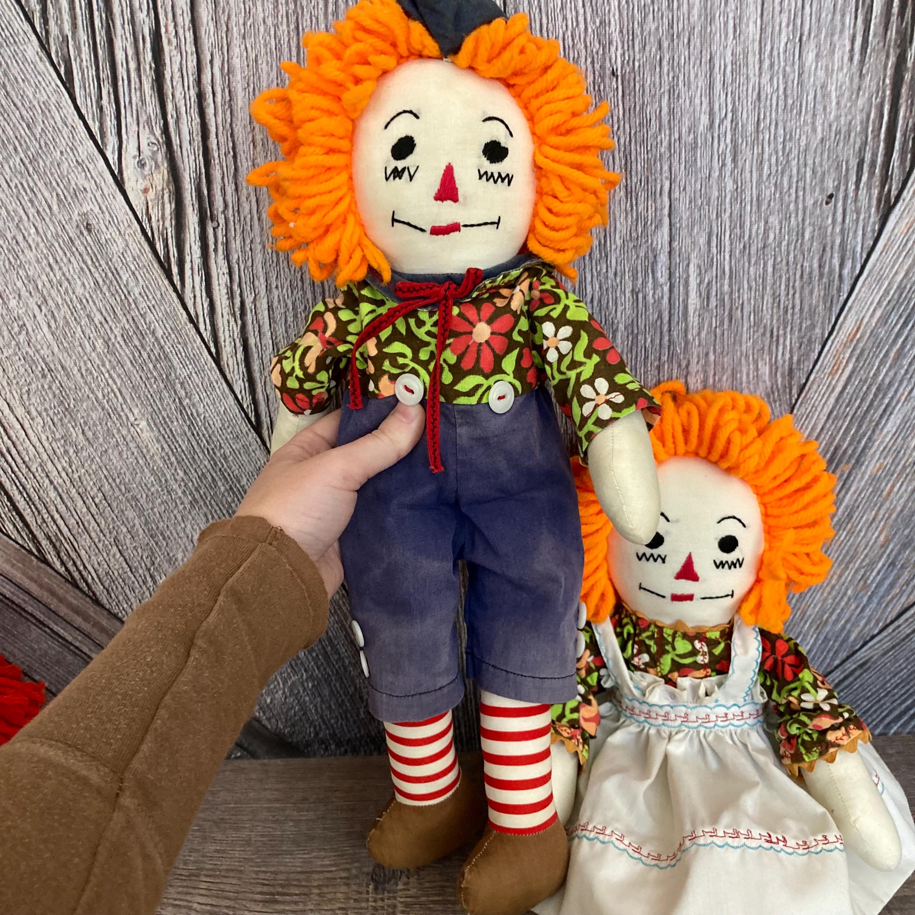 RAGGEDY ANN＆ANDY 玩具　♪( ´θ｀) Vintage Raggedy Ann and Andy Plush Handmade Toys Red Head Cloth