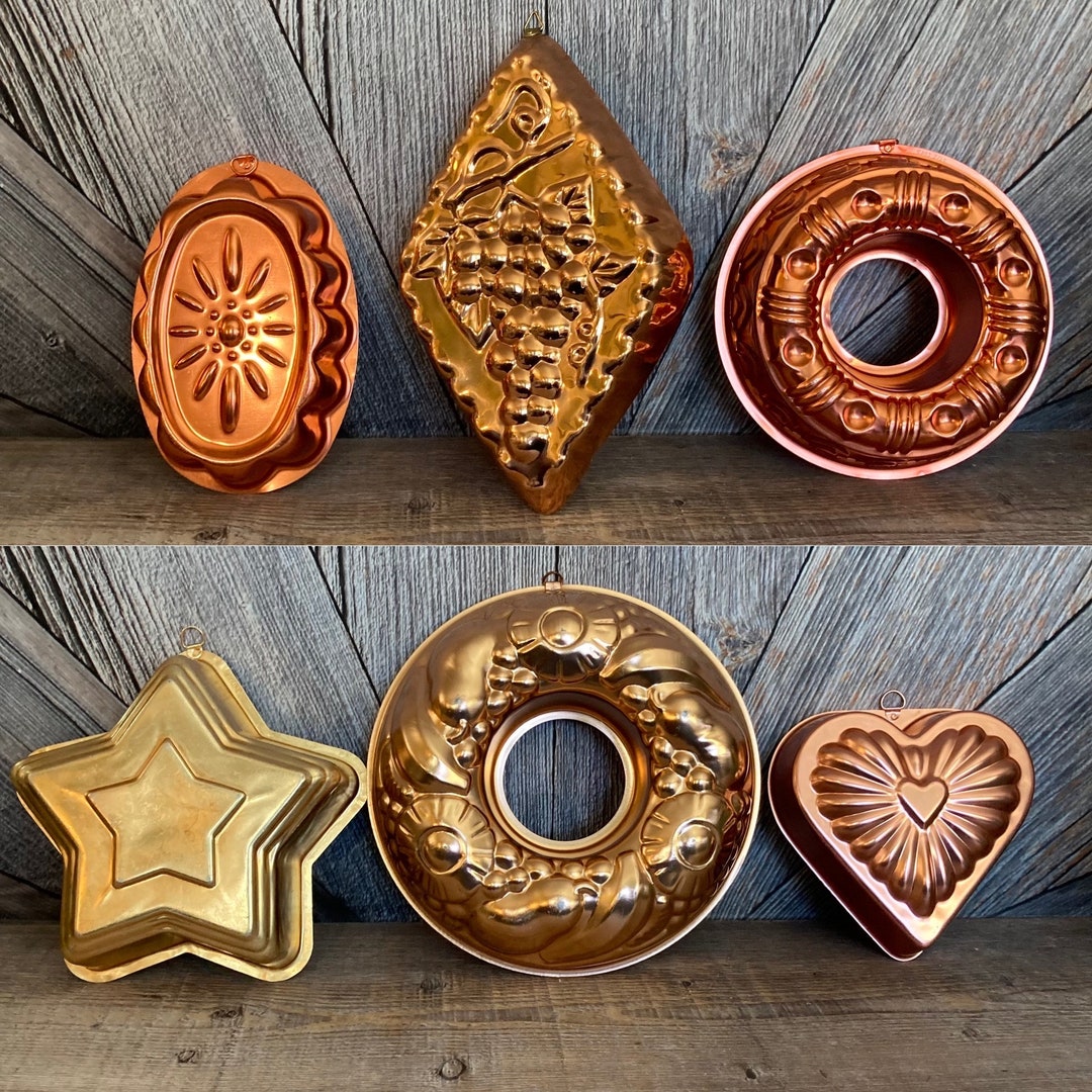 Vintage Jello Molds Copper Color Metal Farmhouse Decor Wall