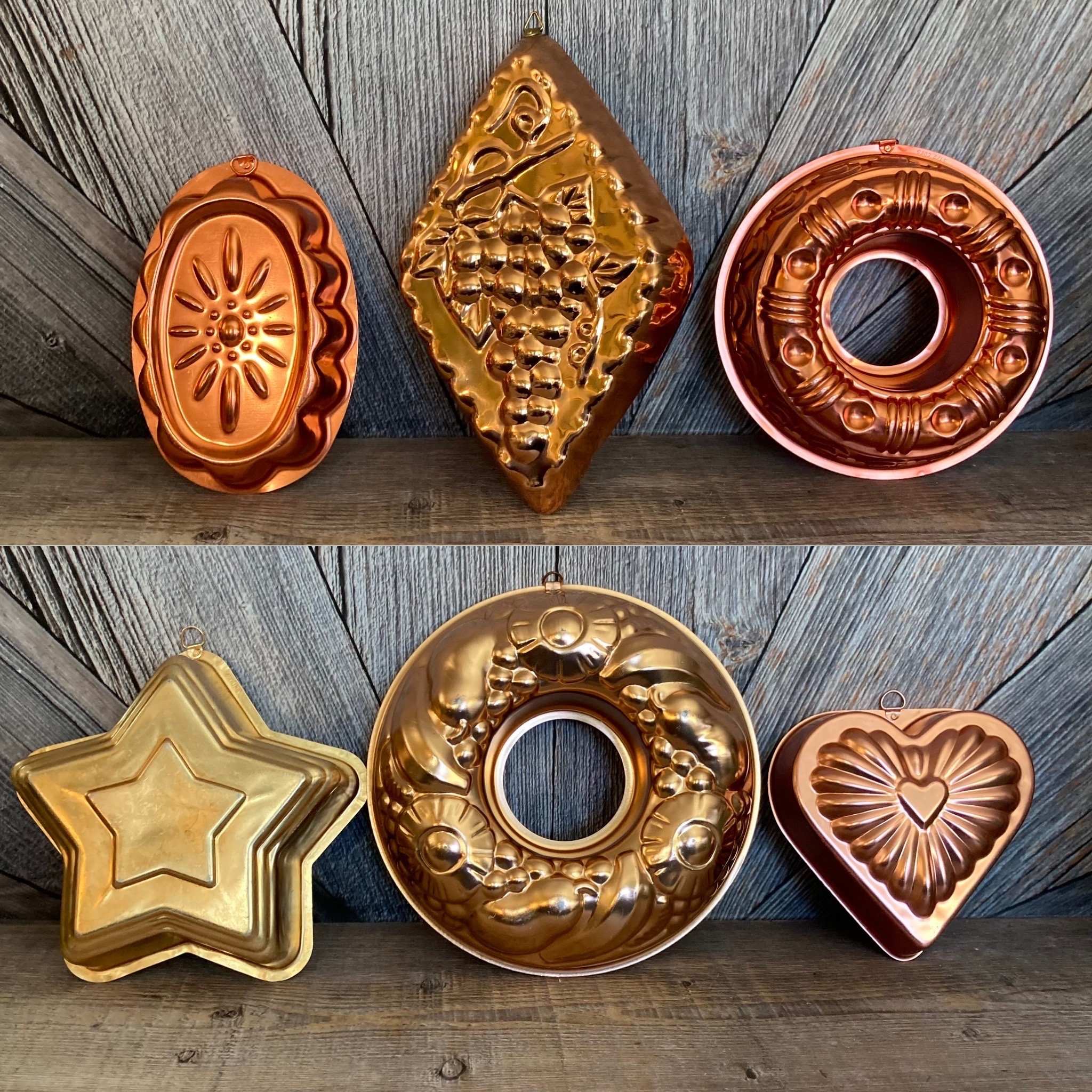 Vintage Jello Molds Copper Color Metal Farmhouse Decor Wall